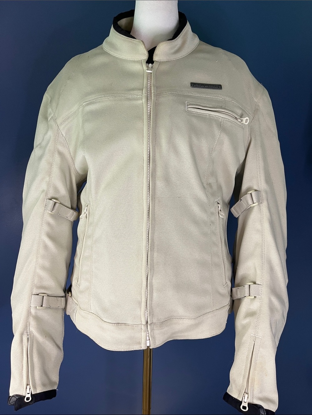 FieldSheer Women's Motorcycle jacket set Light Khaki & Black w Armor, breathable